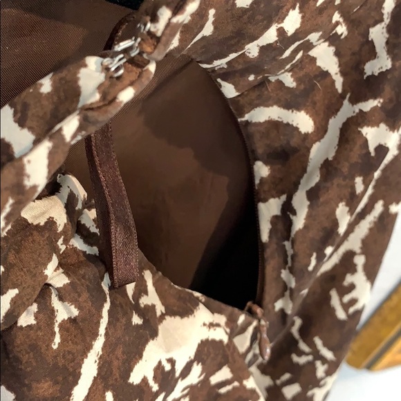 Silk Brown & White Abstract Floral Bell Skirt - Picture 7 of 10